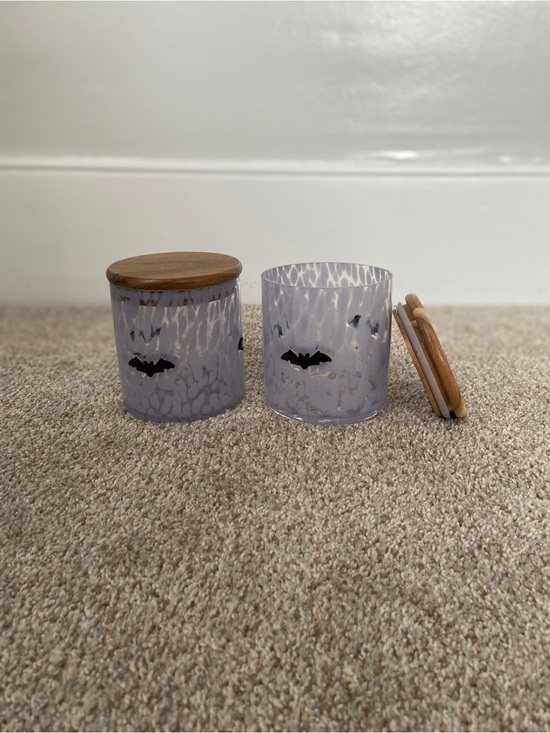 Gourmet Kitchen Other - Halloween Murano Glass Canister Set With Bat Inlay - Set of 2